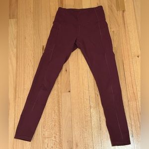 Iuga High Waist Leggings Tummy Control Gym Athletic Women's Size S Maroon